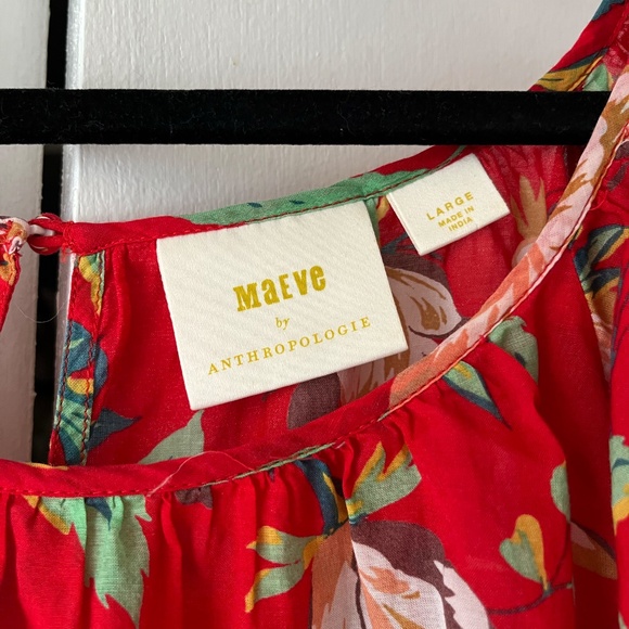 Maeve by Anthropologie Red Floral Cotton Blouse - Picture 3 of 3